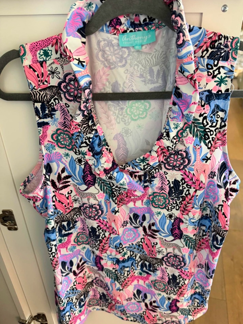 Anthony’sWomen's Pink & Blue Floral Zebra Print Sleeveless Top